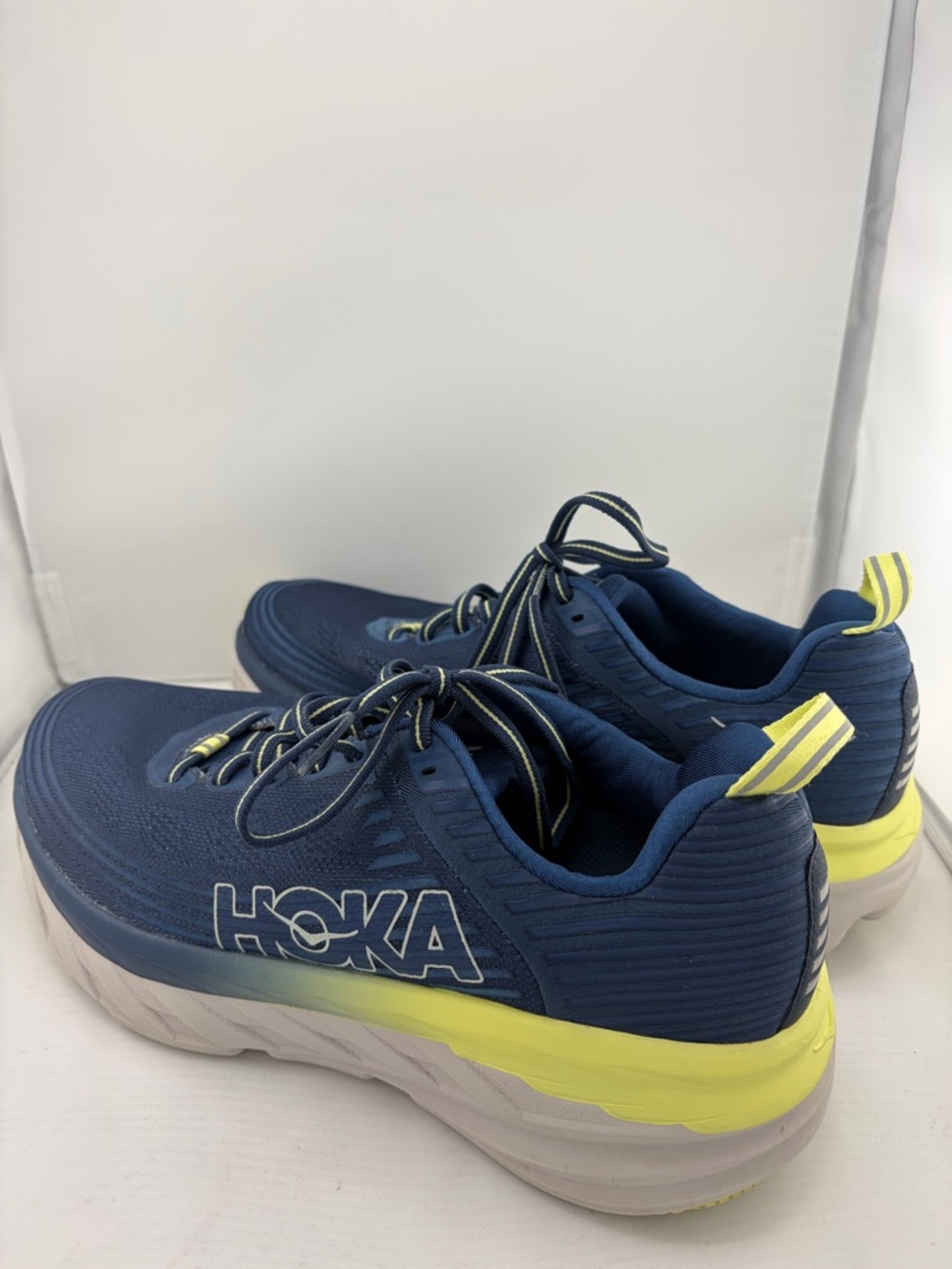 Hoka One One Women’s 9.5B Bondi 6 Ensign Blue Lime Athletic Running Sneakers